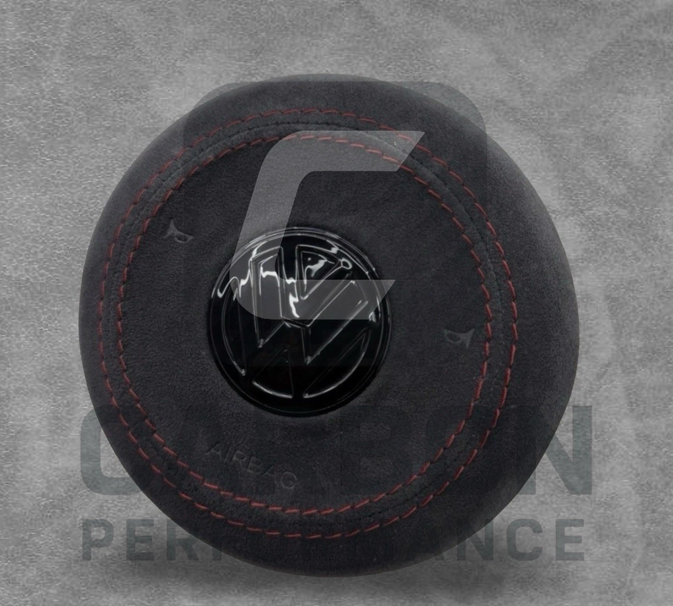 VW Golf Steering Wheel Air COVER Alcantara RED stitch - Image 4