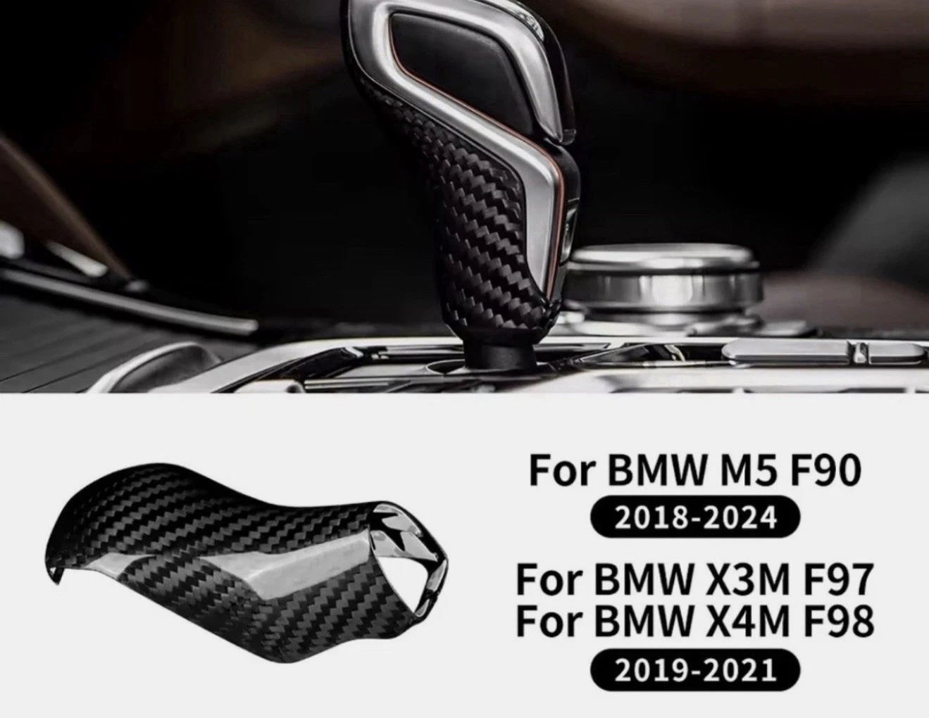 - Carbon Fibre Gear Shift Knob Rear Cover for BMW - Image 3