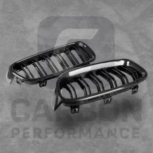 - BMW GENUINE CARBON FIBRE FRONT KIDNEY GRILLS GLOSS BLACK SET