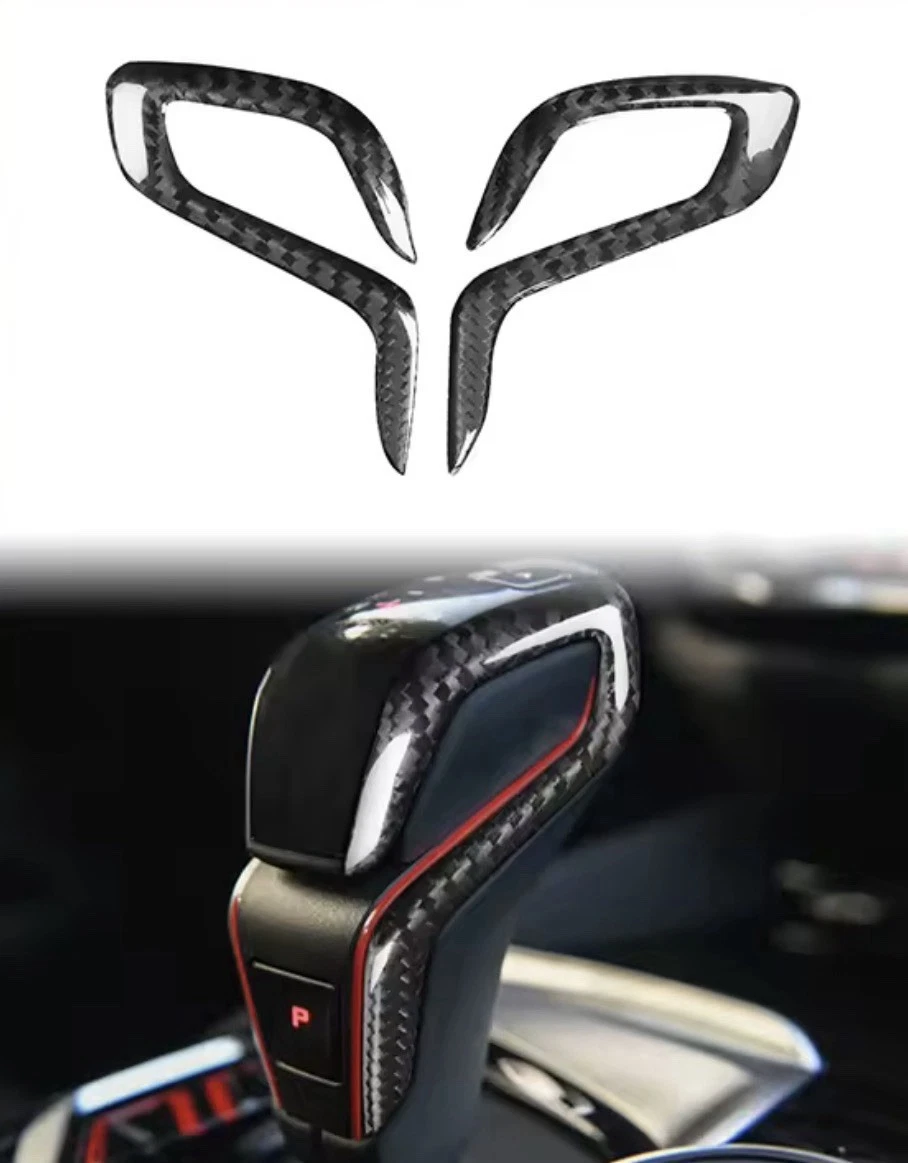 - REAL CARBON FIBRE GEAR KNOB TRIM SIDE COVER FOR BMW SHIFT - Image 5