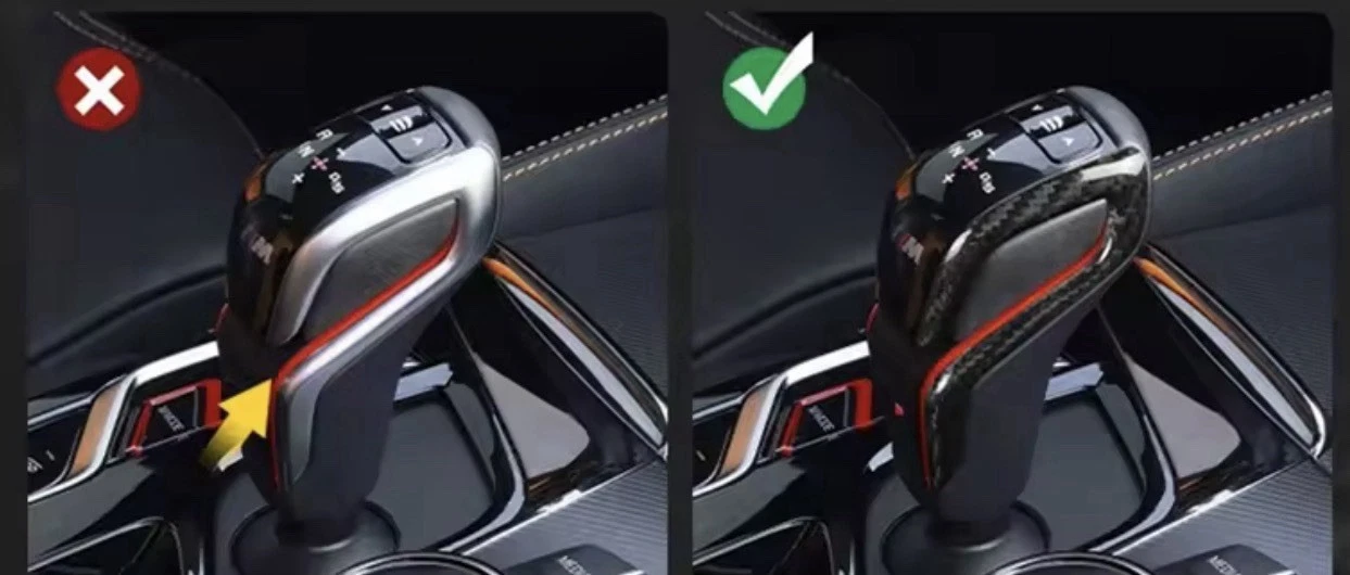- REAL CARBON FIBRE GEAR KNOB TRIM SIDE COVER FOR BMW SHIFT - Image 4