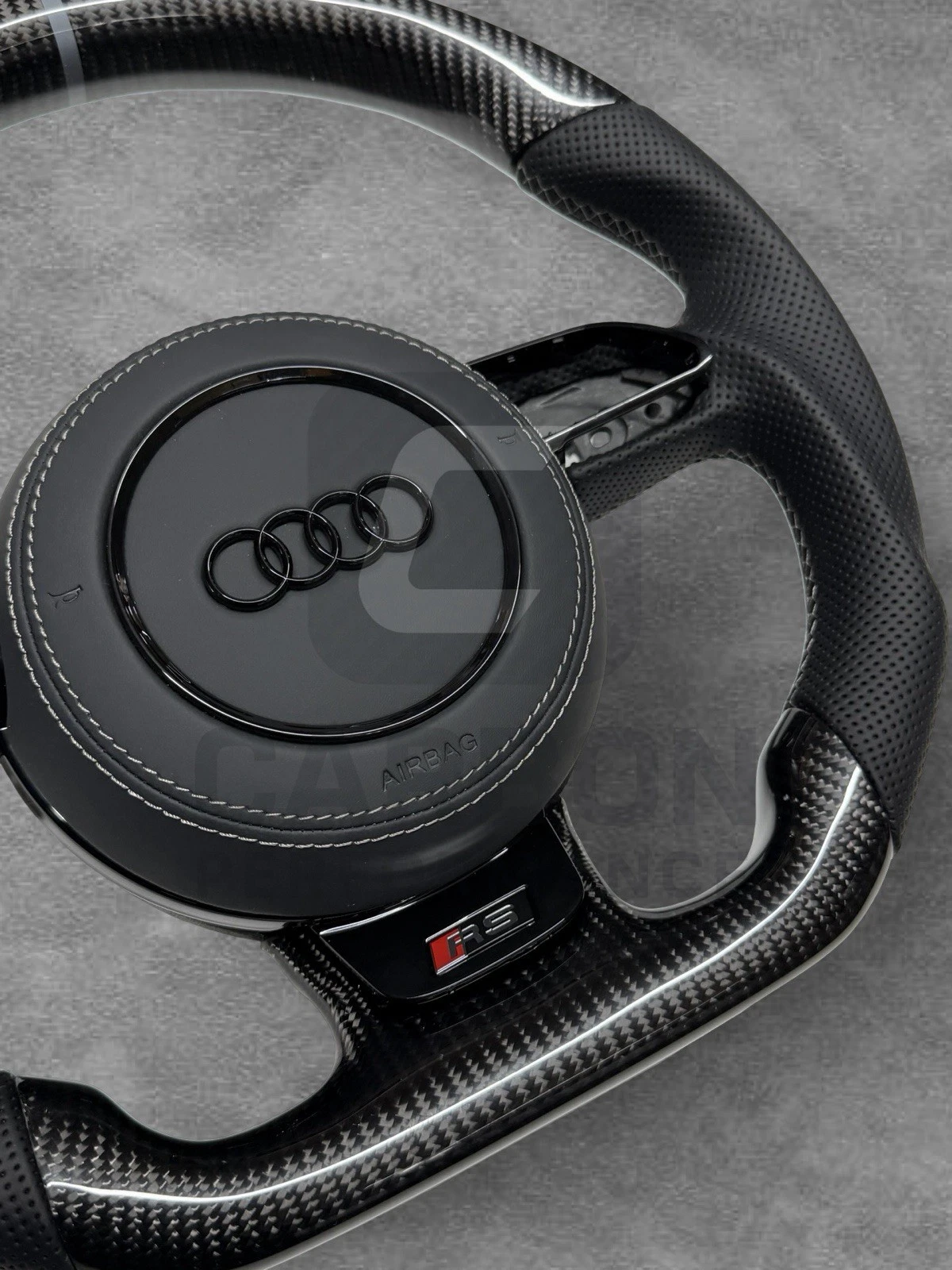AUDI LEATHER CARBON FLAT BOTTOM STEERING WHEEL - Image 4