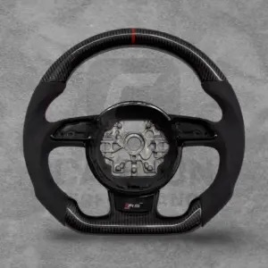 AUDI ALCANTARA / RED STRIPE CARBON FLAT BOTTOM STEERING WHEEL PFL