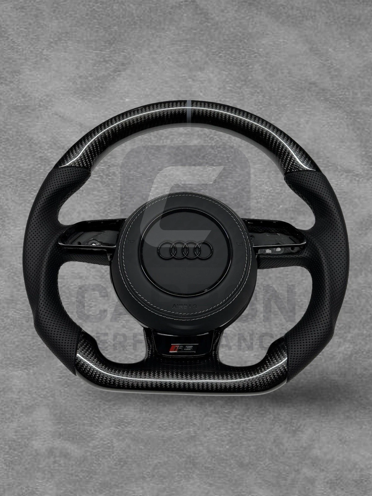 AUDI LEATHER CARBON FLAT BOTTOM STEERING WHEEL - Image 3