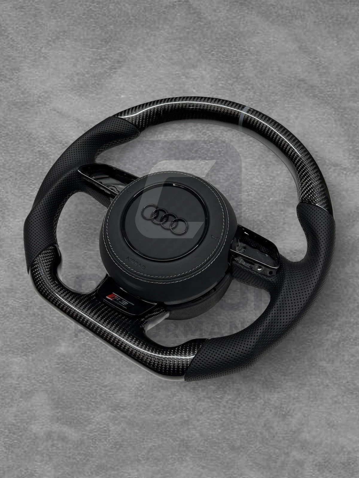 AUDI LEATHER CARBON FLAT BOTTOM STEERING WHEEL