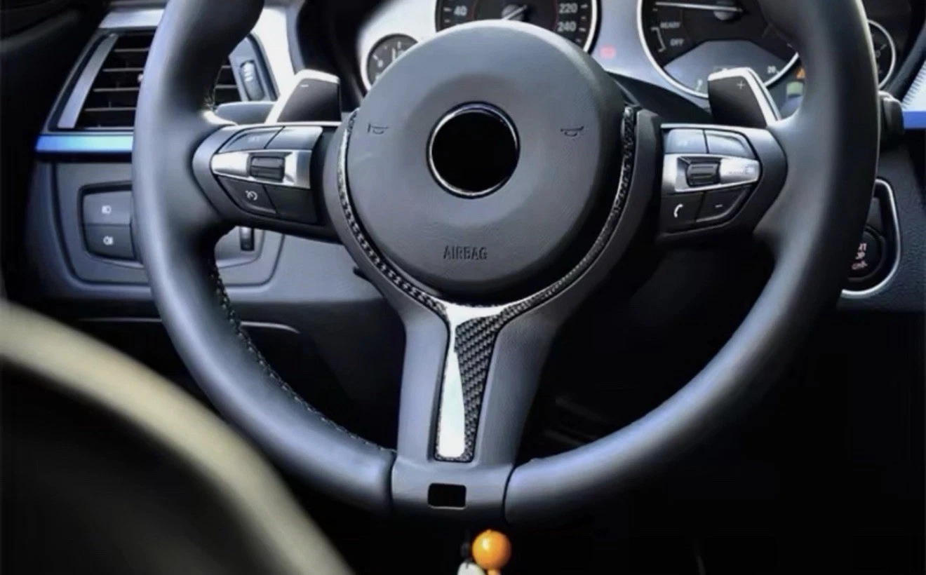 - CARBON FIBRE MATTE STEERING WHEEL TRIM FITS BMW - Image 2