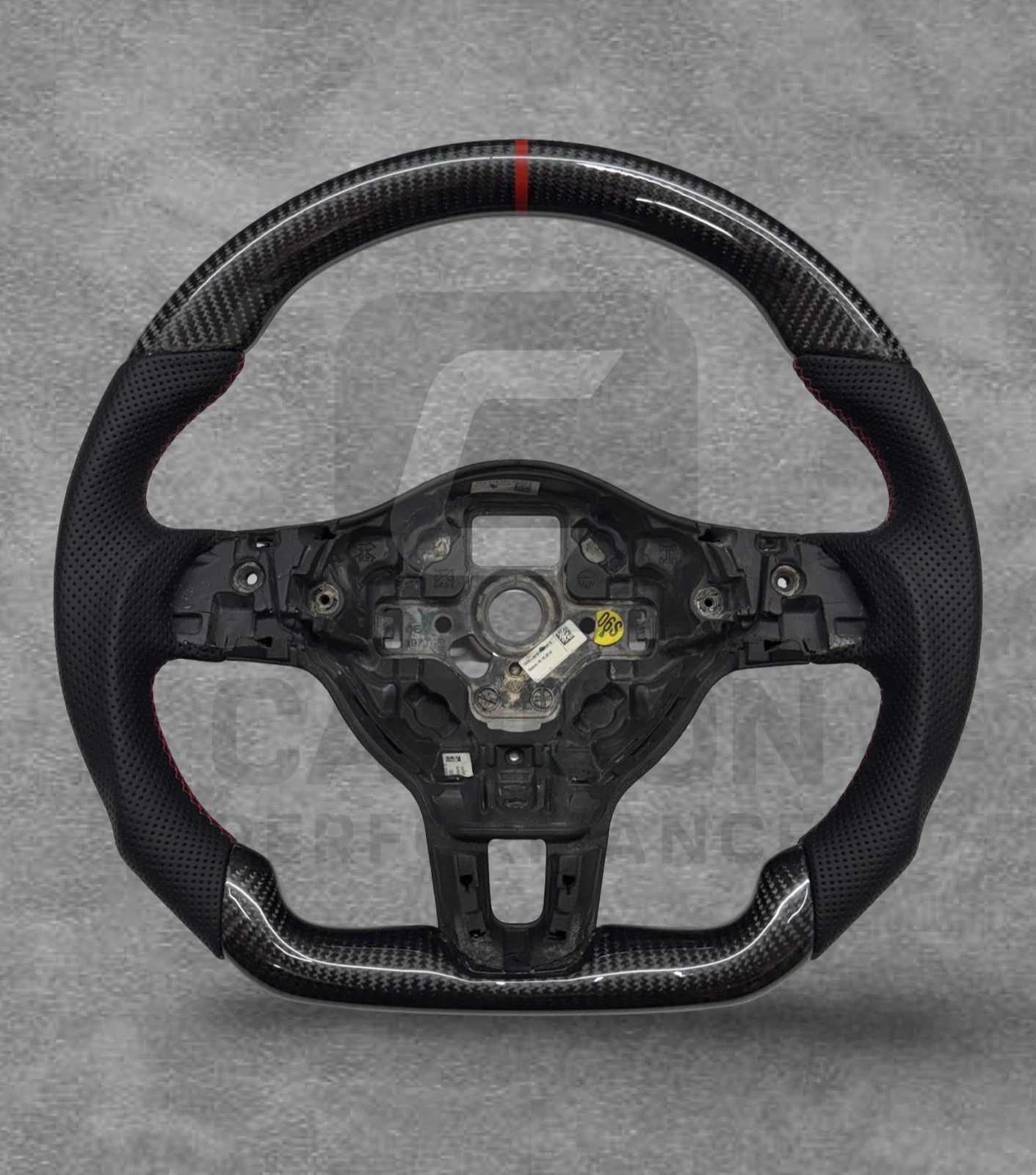Real Carbon Wheel VW Leather Red Stitch MK6