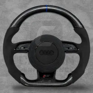 AUDI ALCANTARA / BLUE CARBON FLAT BOTTOM STEERING WHEEL