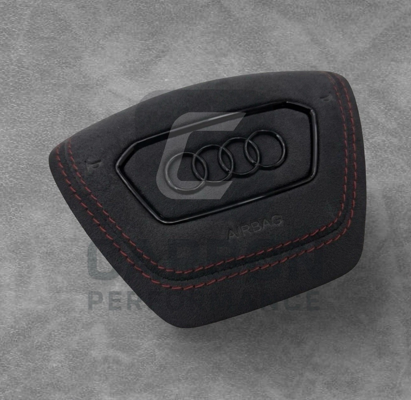 Audi Steering Wheel Air COVER Alcantara RED Stitch - Image 2