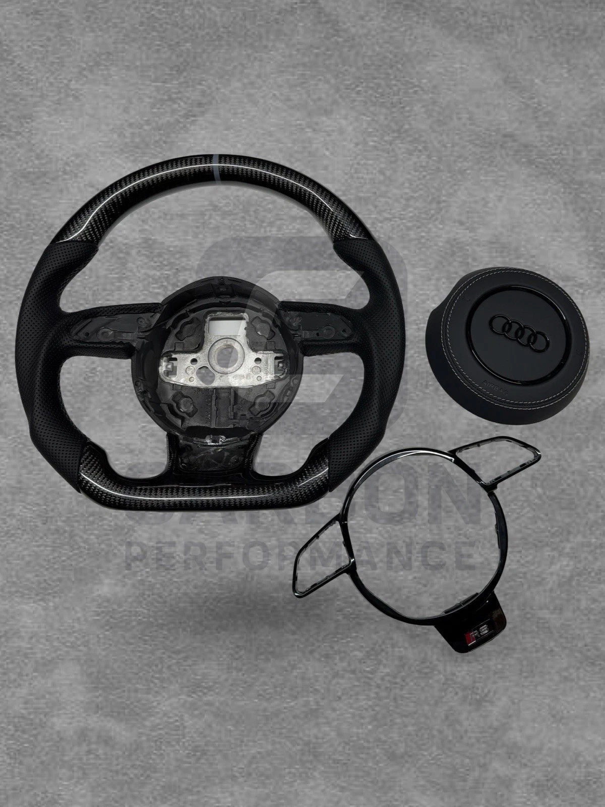 AUDI LEATHER CARBON FLAT BOTTOM STEERING WHEEL - Image 7