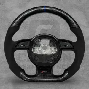 AUDI ALCANTARA / BLUE CARBON FLAT BOTTOM STEERING WHEEL (NO AIRBAG COVER)