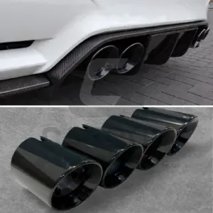 - Gloss Black Exhaust Tips 4” Set For BMW Slanted OEM+ Look