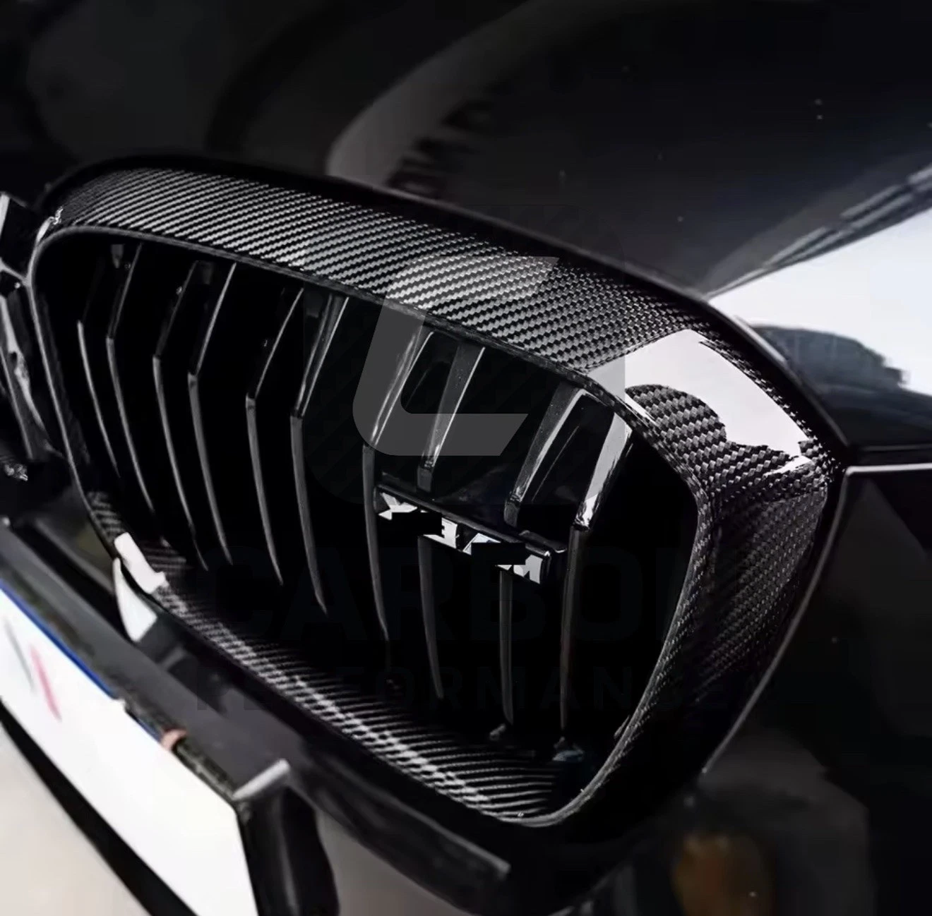 - REAL CARBON FIBRE FRONT KIDNEY GRILLS VENT TRIM FOR BMW - Image 2