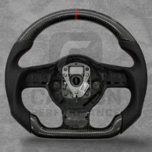 AUDI LEATHER CARBON FLAT BOTTOM STEERING WHEEL RED