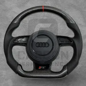 AUDI LEATHER CARBON FLAT BOTTOM STEERING WHEEL