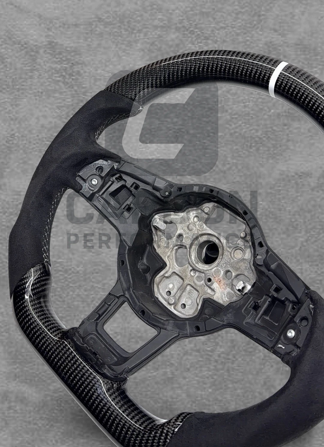 Real Carbon Wheel VW 2013-20 Alcantara White Stitch - Image 5