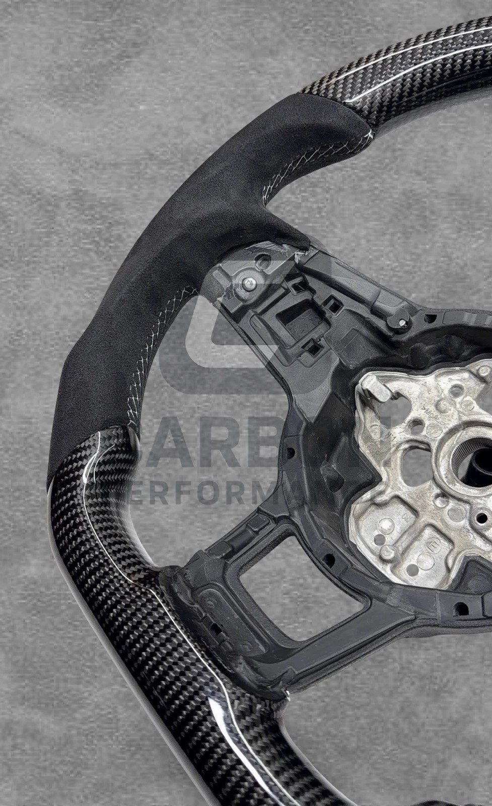 Real Carbon Wheel VW 2013-20 Alcantara White Stitch - Image 6