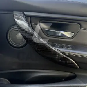 Real Carbon Fibre Door Handle Pull Trims Fits BMW