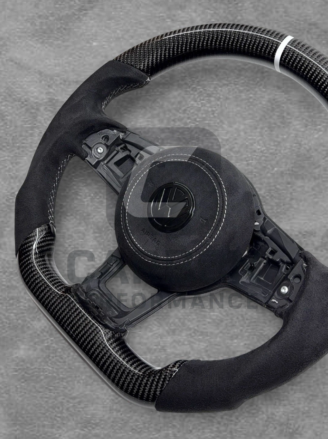 Real Carbon Wheel VW 2013-20 Alcantara White Stitch - Image 5