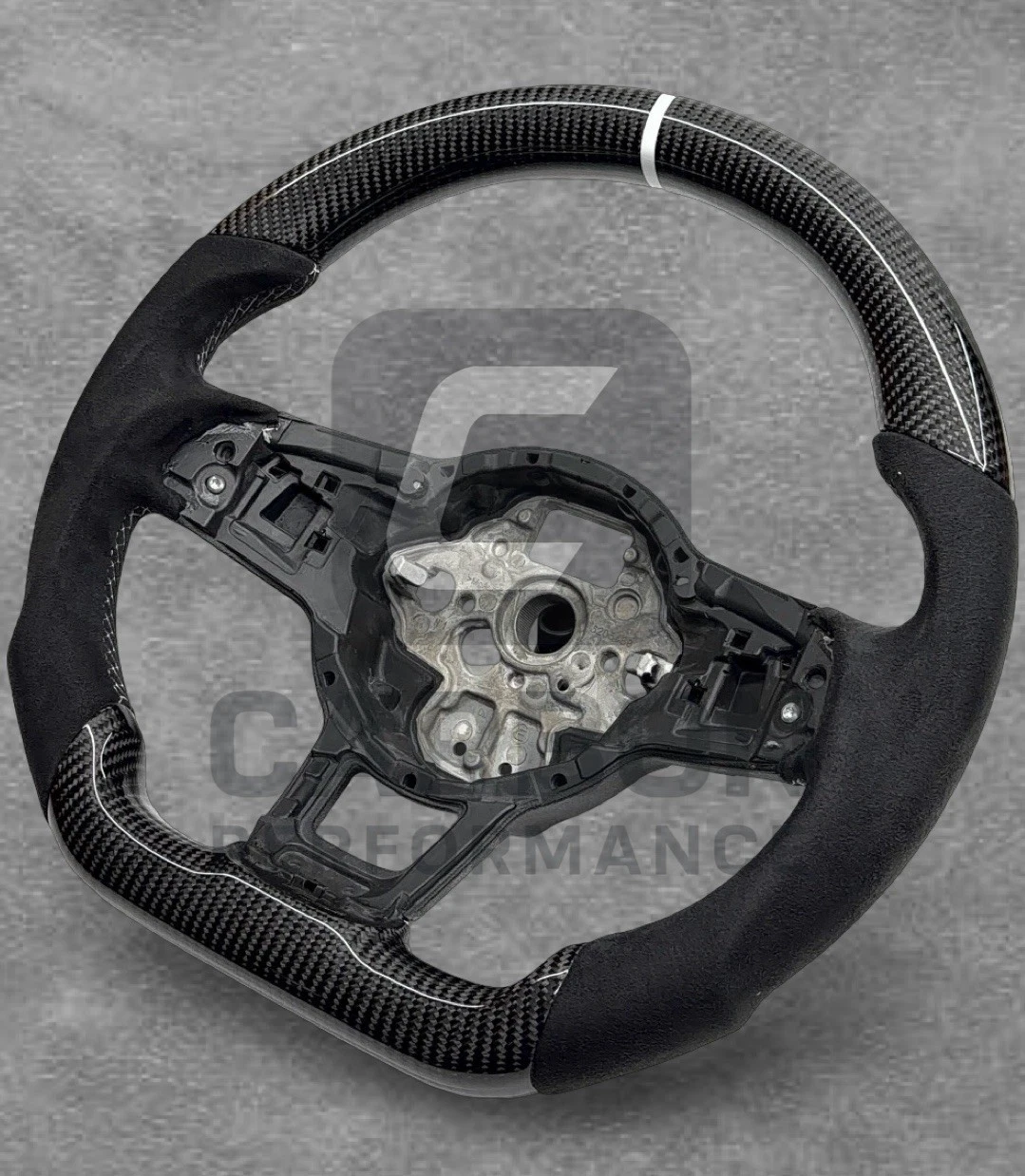 Real Carbon Wheel VW 2013-20 Alcantara White Stitch - Image 2