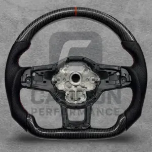Real Carbon Wheel VW 2013-20 Leather Red Stitch