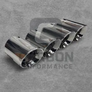 Chrome Silver Exhaust Tips 4” Set For BMW Slanted OEM+ Look