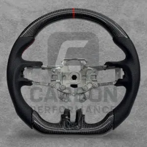 REAL CARBON FIBRE LEATHER FLAT BOTTOM STEERING WHEEL FOR FORD MUSTANG GT 2015-22