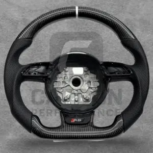AUDI LEATHER CARBON FLAT BOTTOM STEERING WHEEL 2011-18