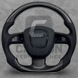 AUDI LEATHER CARBON FLAT BOTTOM STEERING WHEEL 2005-09