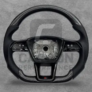 AUDI LEATHER CARBON FLAT BOTTOM STEERING WHEEL 2018-24