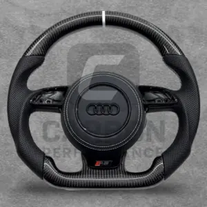 AUDI LEATHER CARBON FLAT BOTTOM STEERING WHEEL 2011-18