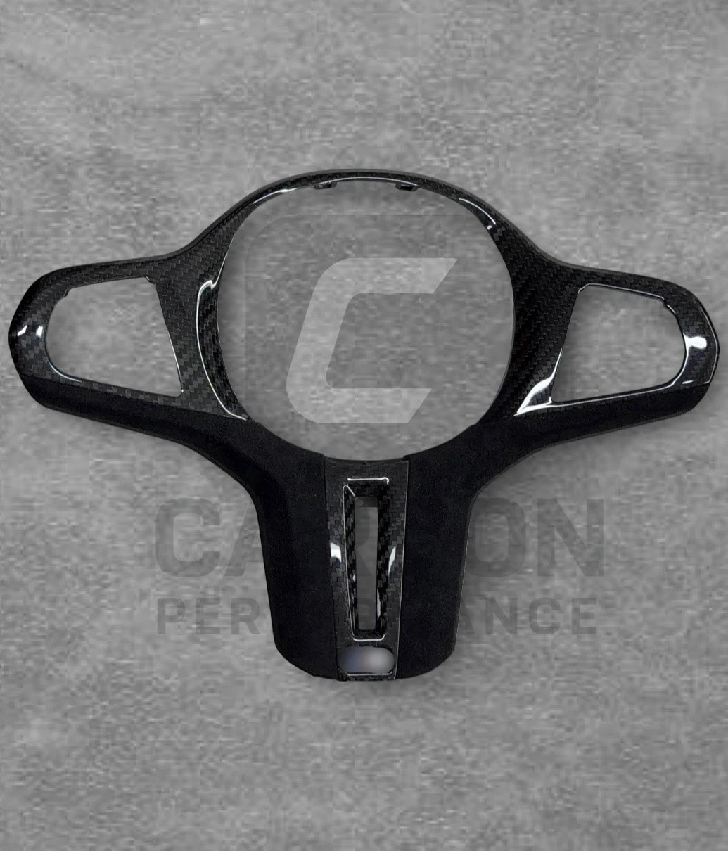 CARBON FIBRE ALCANTARA STEERING WHEEL TRIM FOR BMW