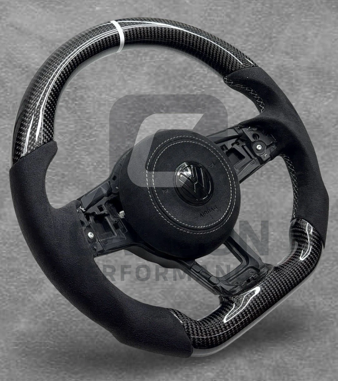 Real Carbon Wheel VW 2013-20 Alcantara White Stitch - Image 3