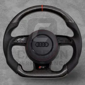 AUDI LEATHER CARBON FLAT BOTTOM STEERING WHEEL 2011-18