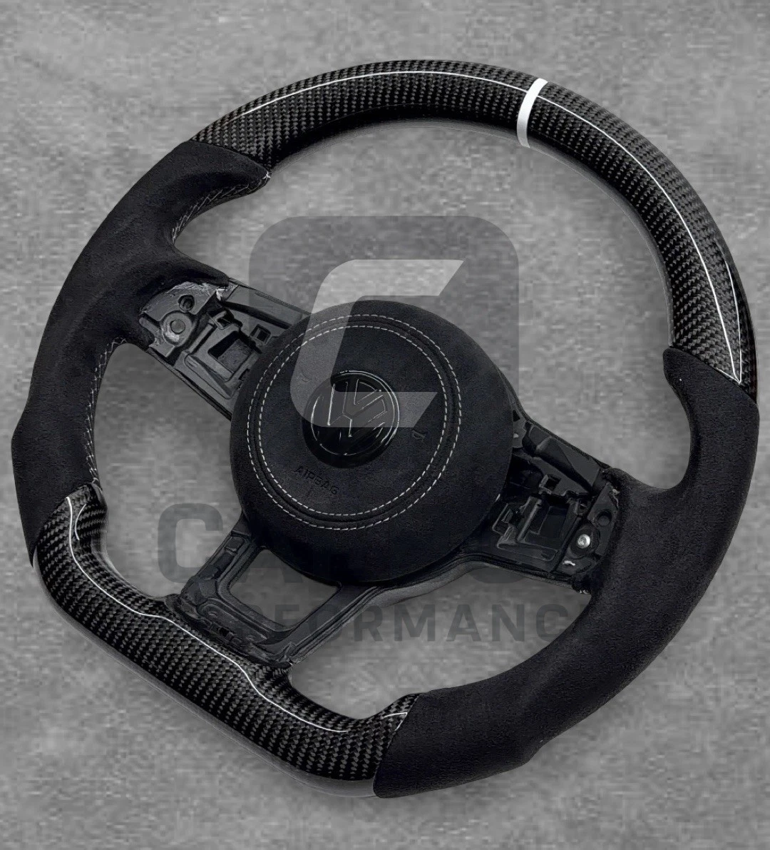 Real Carbon Wheel VW 2013-20 Alcantara White Stitch - Image 2