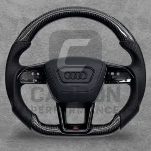 AUDI LEATHER CARBON FLAT BOTTOM STEERING WHEEL 2018-24