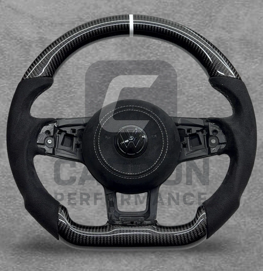 Real Carbon Wheel VW 2013-20 Alcantara White Stitch